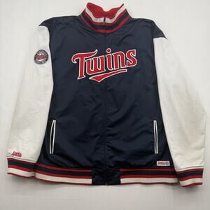 Stitches Minnesota Twins MLB Baseball Zip Warm-Up Track Jacket Blue Mens XLarge